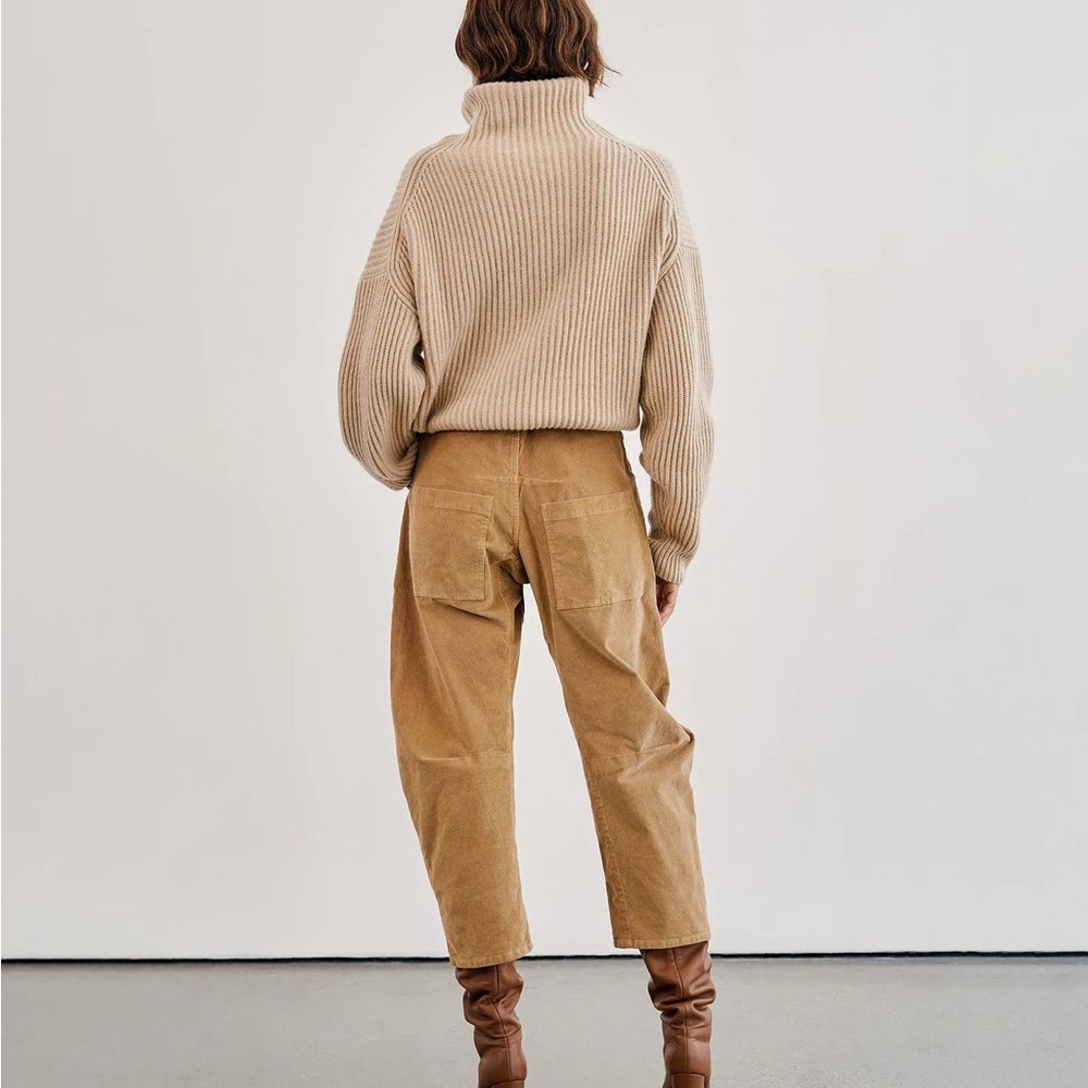 Nili Lotan Shon Corduroy Pant caramel 6 Cord Barrel Bow Leg - Picture 2 of 7